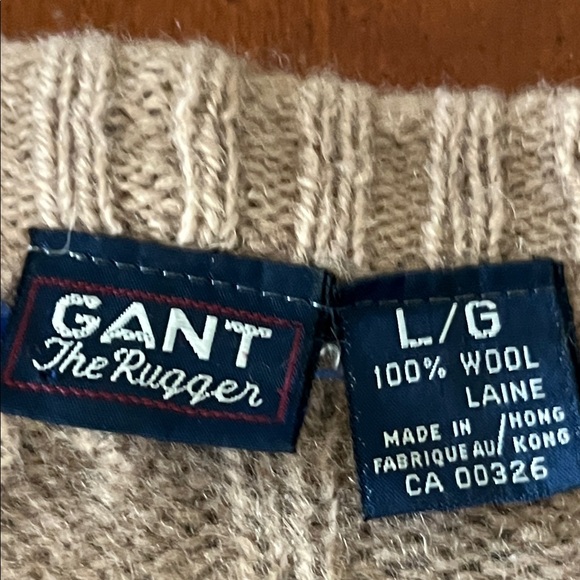 GANT The Vest Wool Vest Cableknit Camel LARGE - Picture 2 of 8